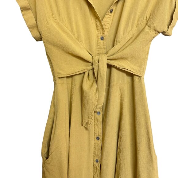 Fashion on Earth Natural Fiber Blend Mustard Yellow Dress - Picture 4 of 7